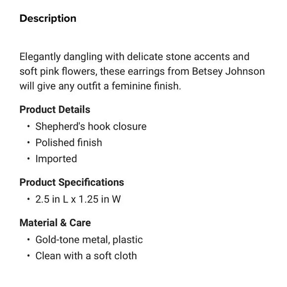 NWT $38 Betsey Johnson Flower Dangle Earrings - Picture 4 of 6